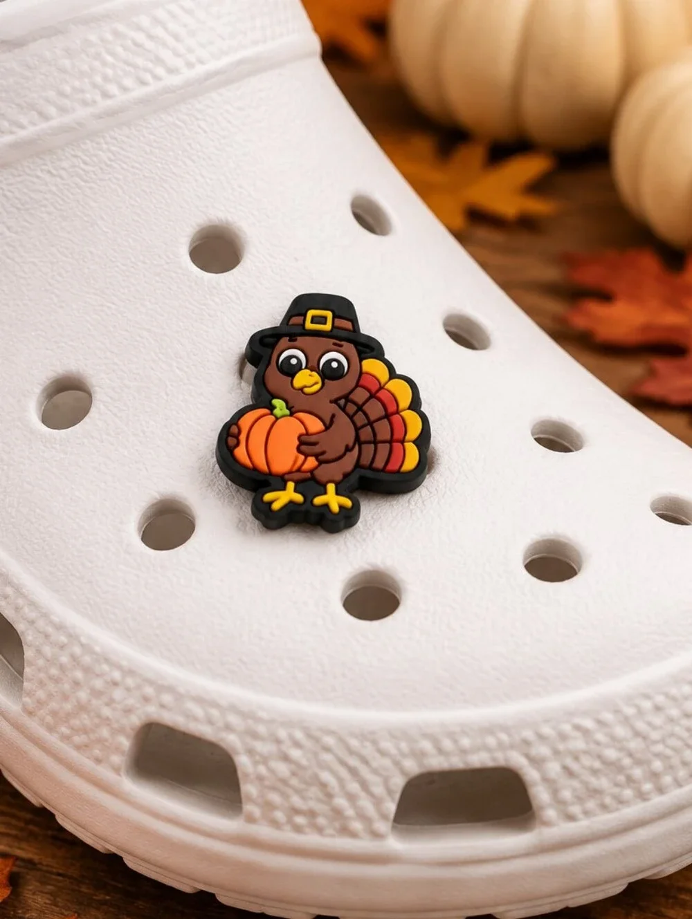 Thanksgiving Pilgrim Turkey Croc Charm Fall Pumpkin Autumn Shoe Jibbitz Style